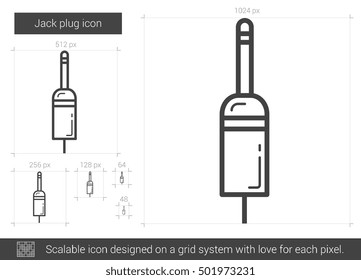 Jack plug vector line icon isolated on white background. Jack plug line icon for infographic, website or app. Scalable icon designed on a grid system.
