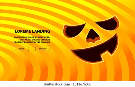 Jack Pumpkin Funny Face Carved in Orange Background. Vector Halloween Background.