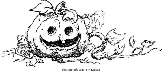 Jack, the pumpkin of halloween. Fully editable vector illustration in a classic pencil style. Ideal to illustrate greetings and post cards.