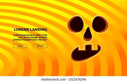 Jack Pumpkin Surprise Face Carved in Orange Background. Vector Halloween Background for Landing Page Template.