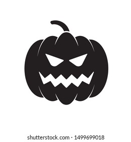 Jack O’Lantern pumpkin vector icon. Solid black Halloween symbol.