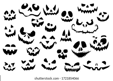 Jack- pumpkins faces. Halloween basis graphics on white background