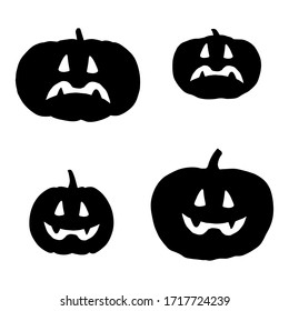 Jack pumpkins silhouettes set. Halloween clip art on white background