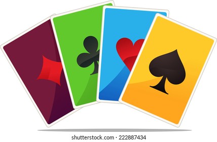 Jack, queen, king and ace poker suits vector illustration.