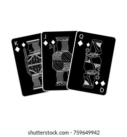 jack queen and king poker cards hand