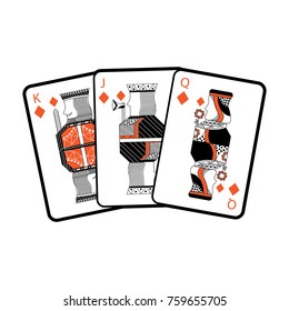 jack queen and king poker cards hand