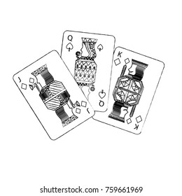 jack queen and king poker cards hand