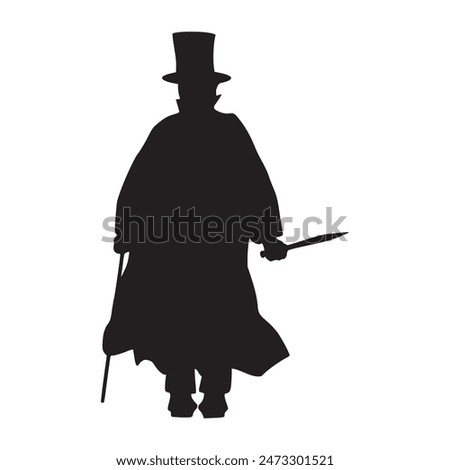 jack the ripper black silhouette isolated white background