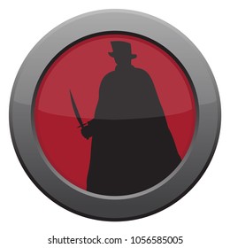 A Jack the ripper with knife icon in red isolated on a white background