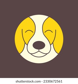 jack russel dog puppy cute circle modern geometric mascot cartoon smile happy logo icon vector illustration