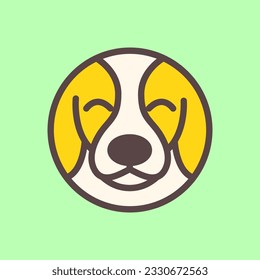 jack russel dog puppy cute circle modern geometric mascot cartoon smile happy logo icon vector illustration