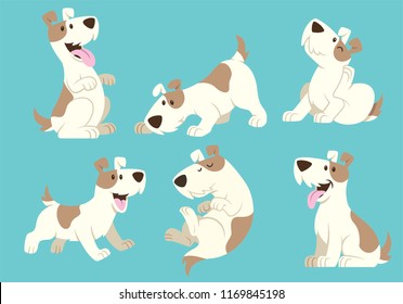 jack russel terrier dog cartoon set