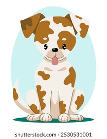 Jack Russell terrier. Ilustração vetorial de cão sentado em estilo plano.