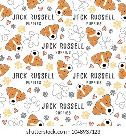 Jack Russell : Dog breed collection : Seamless Pattern : Vector Illustration