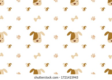 Jack Russell dog seamless vector pattern on white background.