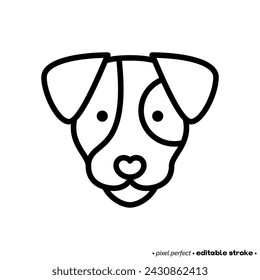 Jack russell head thin line icon. Dog breed. Editable stroke. Vector illustration.