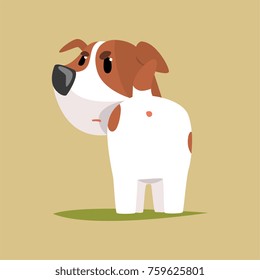 Jack russell puppy character back view, cute funny terrier vector illustration