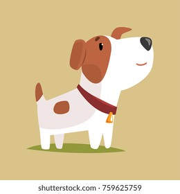 Jack russell puppy character, cute funny terrier vector illustration