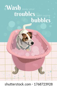 Jack Russell Terrier in Bubble Bath Vektorgrafik
