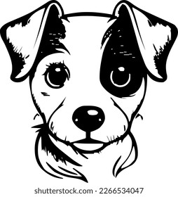 Jack Russell Terrier, dog head, vector illustration, black color, vector image