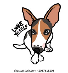 Jack Russell Terrier dog love yo-self cartoon vector illustration