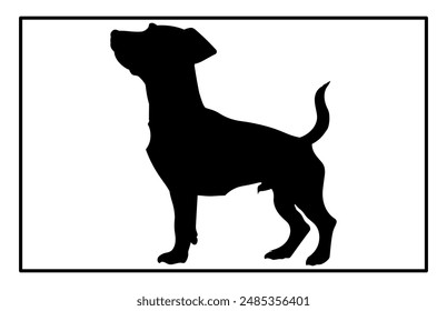 Jack Russell Terrier dog resting silhouette illustration, Jack Russell Terrier dog resting Logo