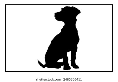 Jack Russell Terrier dog resting silhouette illustration, Jack Russell Terrier dog resting Logo