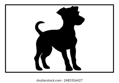 Jack Russell Terrier dog resting silhouette illustration, Jack Russell Terrier dog resting Logo