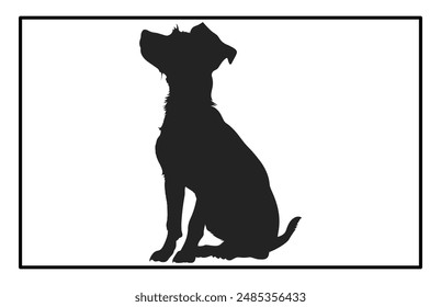 Jack Russell Terrier dog resting silhouette illustration, Jack Russell Terrier dog resting Logo