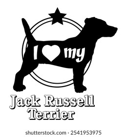  Jack Russell Terrier Hund Silhouette, ich liebe meinen Hund, Hund, Hunderassen, Logo, Vektor, Silhouette, Tier, Illustration, Symbol, Zeichen, schwarz, Haustier,