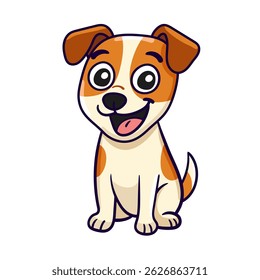 Cão Jack Russell Terrier sorrindo em fundo branco isolado. ilustração de vetor desenhado à mão etiqueta de desenho animado bonito