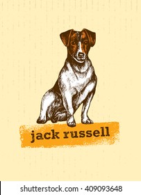 Jack Russell Terrier Dog Vector Hand Drawn Illustration On Natural Background