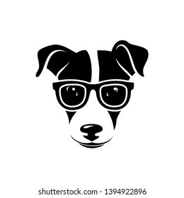 Jack Russell Terrier dog wearing eyeglasses - isolated outlined vector illustration