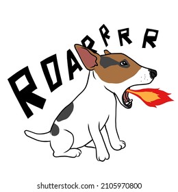 Jack Russell Terrier dogzilla cartoon vector illustration	