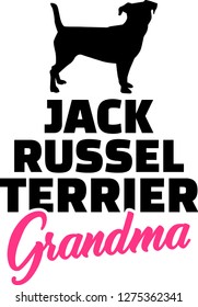 Jack Russell Terrier Grandma silhouette black with pink word