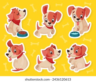 Jack Russell Terrier pequeño cachorro con lindo hocico vector conjunto