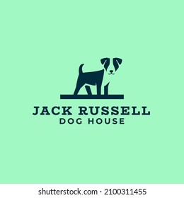 Jack russell terrier espacio negativo logotipo de mascota icono