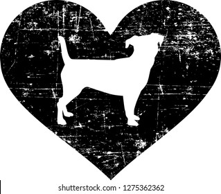 Jack Russell Terrier silhouette in black heart