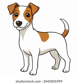 Jack Russell Terrier Vektor-Illustration isoliert auf weißem Hintergrund im Cartoon-Stil