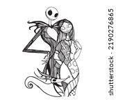 Jack And Sally Nightmare Before Christmas, Vector, Silhouette