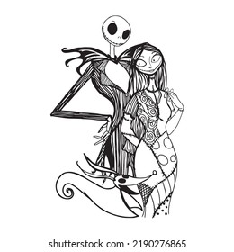Jack And Sally Nightmare Before Christmas  Vector  Silhouette