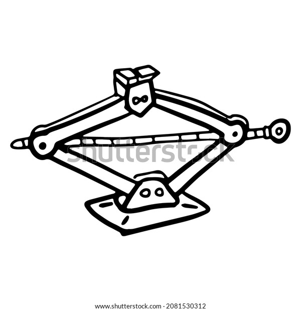 Jack screw in
doodle style. Isolated
vector.