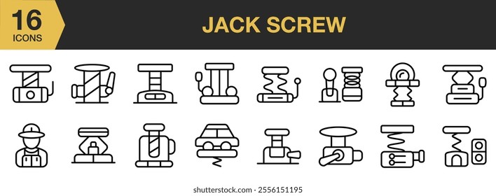 Jack Screw icon set. Outline icons vector collection.