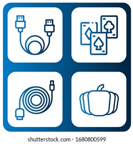 jack simple icons set. Contains such icons as Data cable, Playing cards, Pumpkin, can be used for web, mobile and logo