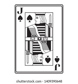 jack of spades card icon cartoon black and white vector illustration graphic design