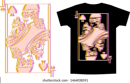 Jack of spades with chihuahua dog playing card. Vector illustration in pink pastel colors. Glitch style. Print for trendy t shirt and apparel design, cards, stickers, posters.