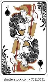 Jack of spades from deck of playing cards, rest of deck available.