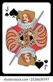 Jack of Spades playing card - Classic design.