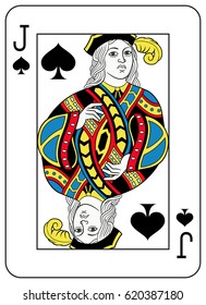 Jack of spades playing card inspired by french tradition 