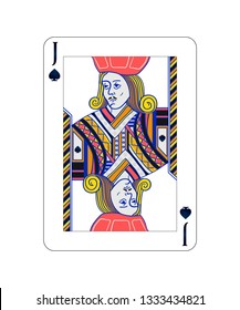 Jack of spades playing card with on white